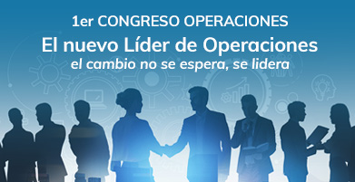 Siluetas del nuevo COO y su equipo, con iconos de innovación, tecnología y colaboración en el fondo. Imagen del congreso de Operaciones